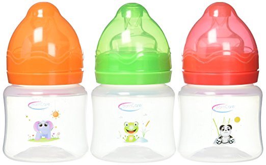 BornCare BCWS-162-3 4oz 125ml Wide Neck Feeding Bottle with Silicone N
